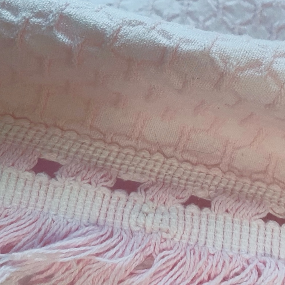 RARE! Vintage Blanket | Full Size | Soft Pink Chenille & Fringe | BEAUTIFUL!